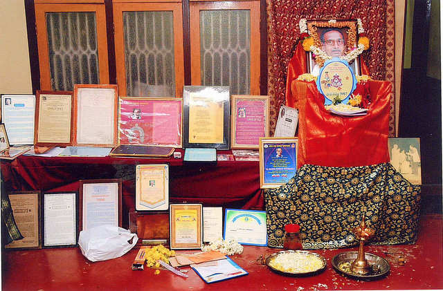 Awards recieved by Dr. Puninchathaya at display during his Shraddanjali function.